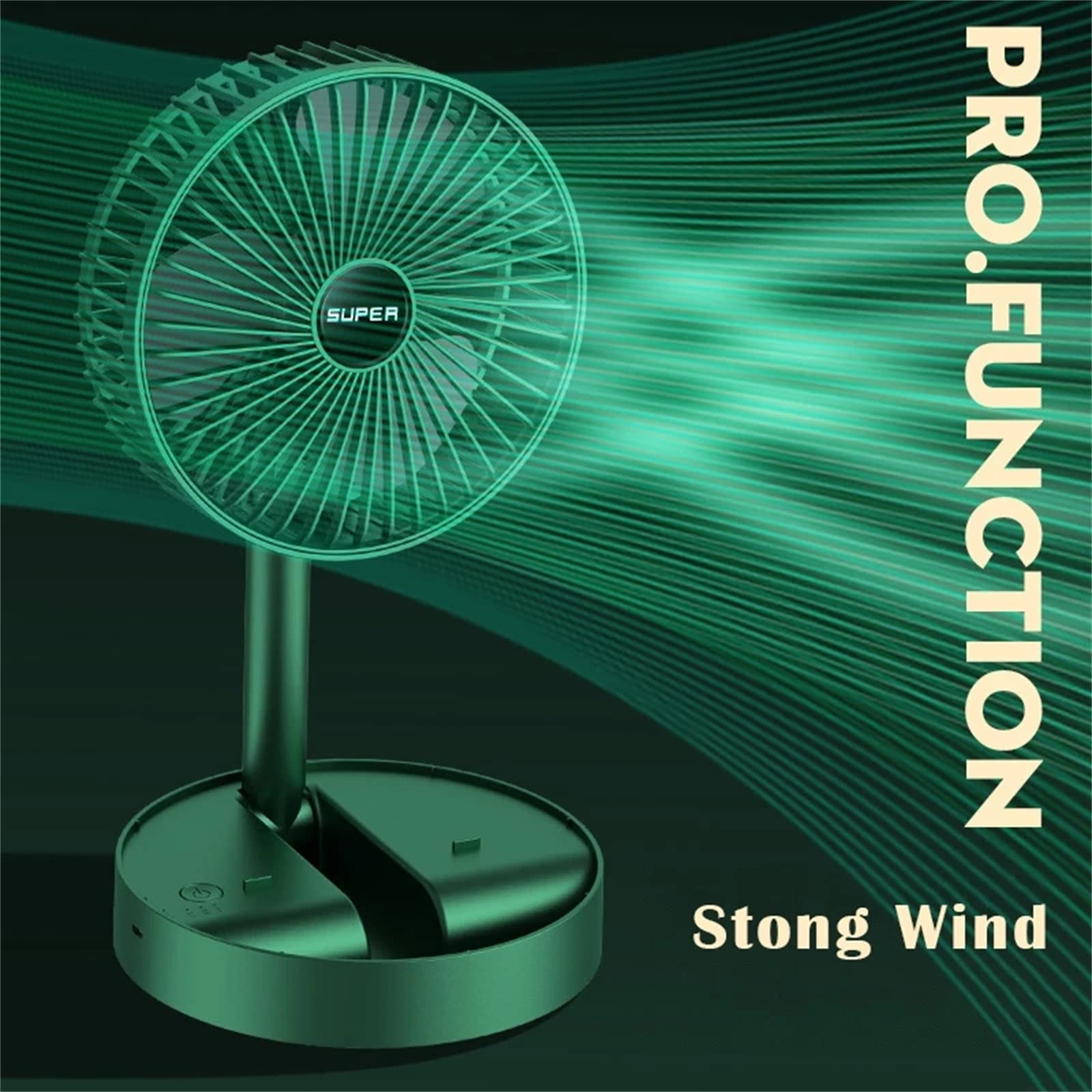 Condizionatore d'Aria Portatile da Tavolo USB Ricaricabile Pieghevole Telesstand Ventilatore da Pavimento per la casa all'aperto a Basso Rumore Estate/Verde The New