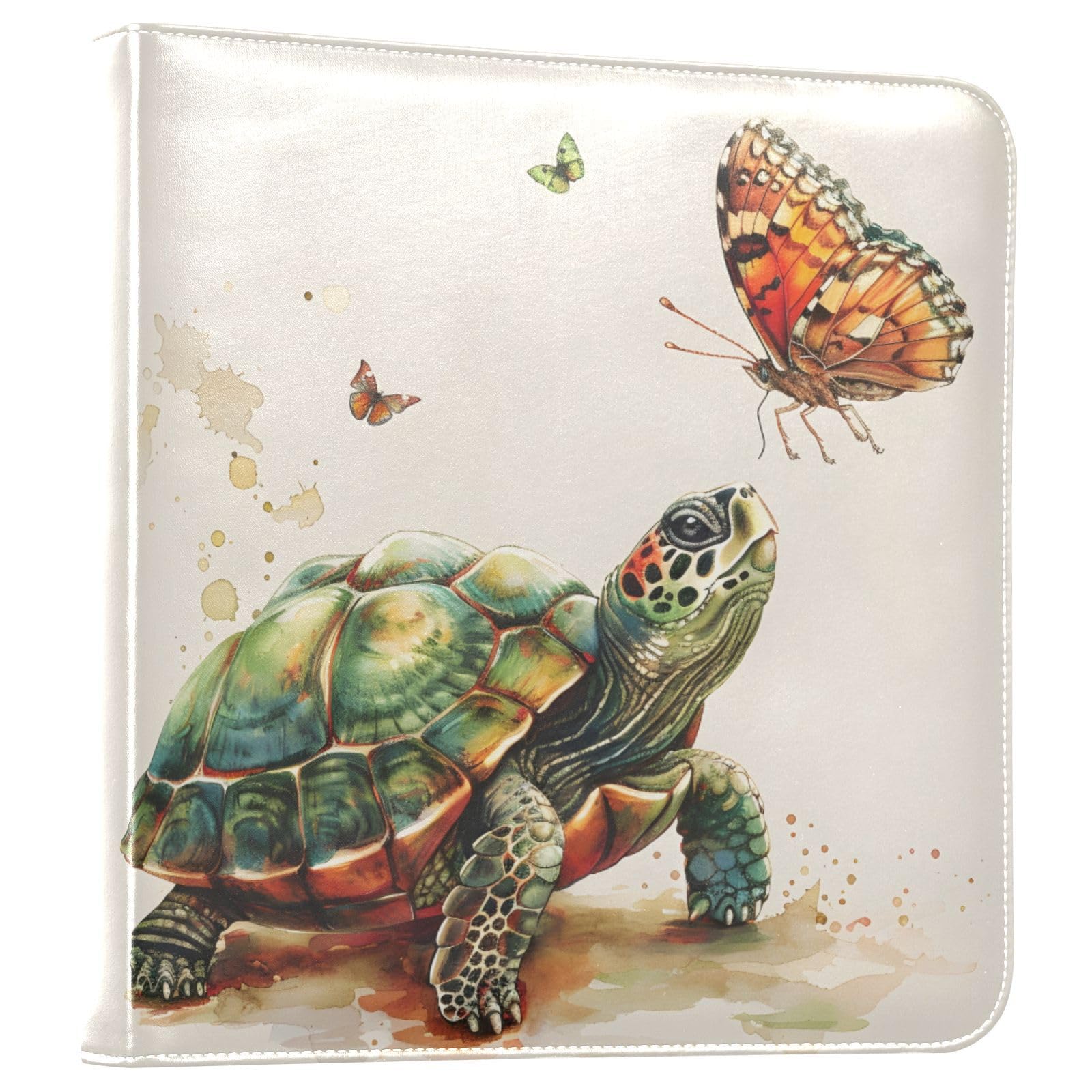 JIPONI Turtle Butterfly Large Photo Album, DIY Leather Cover Scrapbook Albums for 4x6 5x7 6x8 Pictures, Self Adhesive Memory Book for Wedding, Baby, Family