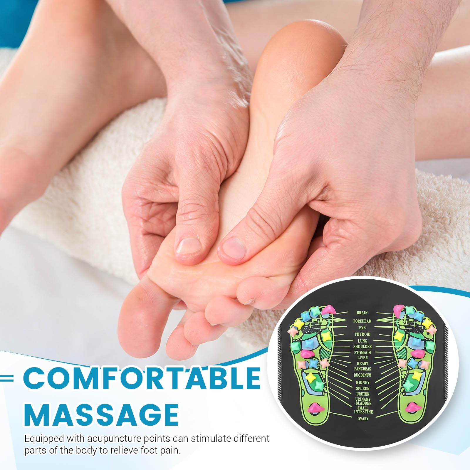 Fußdruckpunktmatte, Fußmatte Druckpunkte, 2-in-1-Fußmassage-Pad, zerlegbare Akupressurmatten, Akupressur-Werkzeug zur Entspannung (170 x 34 cm)