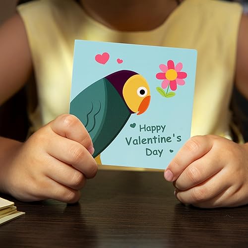 Miniatura 7 de Tarjetas de rompecabezas para el día de San Valentín para niños, paquete de 27 tarjetas de rompecabezas de animales con sobres y calcomanías a
