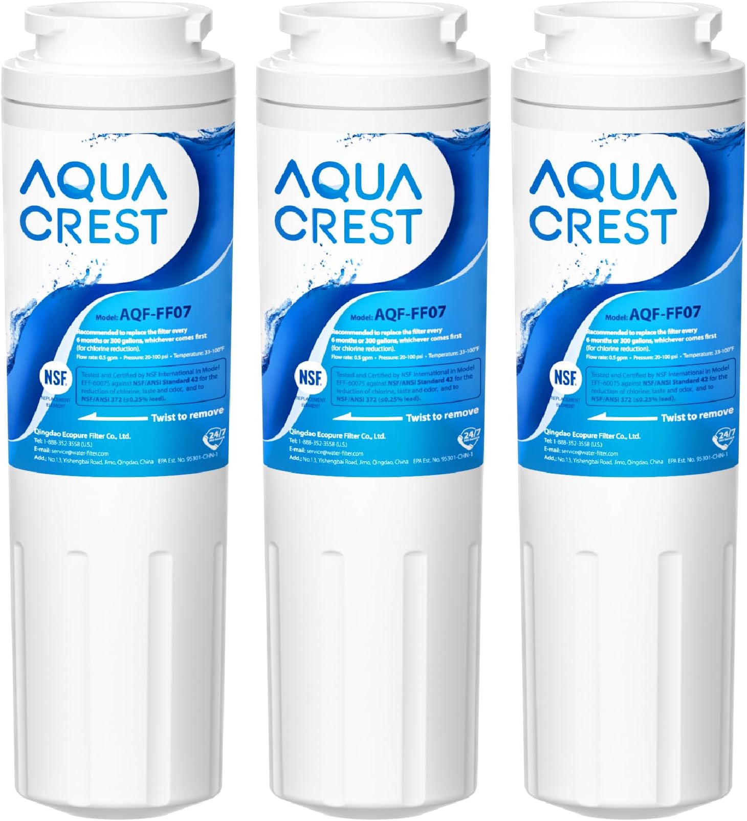 UKF8001 Replacement for EveryDrop Filter 4, Whirlpool EDR4RXD1, 4396395, Maytag UKF8001P, UKF8001AXX-750, Puriclean II, 46-9006, Refrigerator Water Filter (Pack of 3)