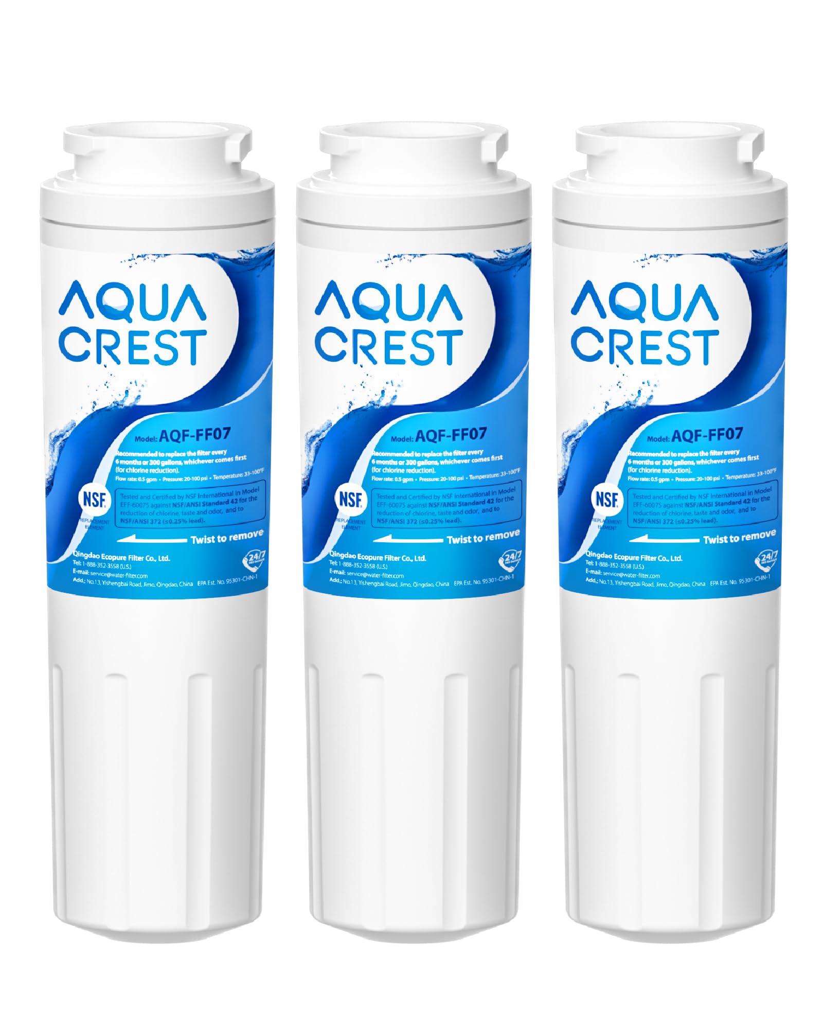 AQUA CREST UKF8001 Replacement for EveryDrop Filter 4 Whirlpool EDR4RXD1 4396395 Maytag UKF8001P UKF8001AXX-750 Puriclean II 46-9006 Refrigerator