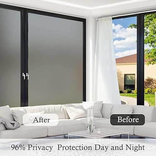 Miniatura 4 de Coavas - Película de privacidad para ventana, vidrio esmerilado, adhesivos estáticos, vinilo opaco no adhesivo, calcomanías decorativas para puerta