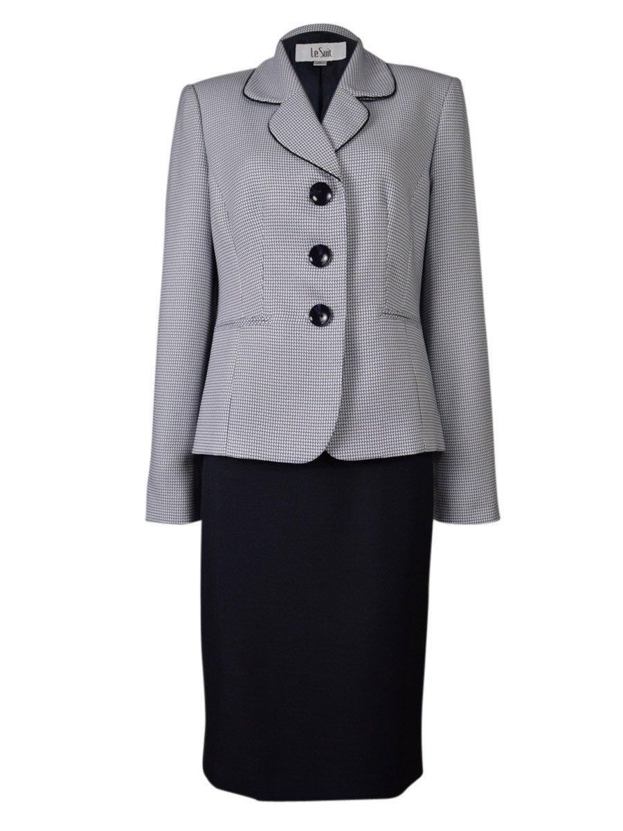 Le Suit Women's 3 Button Notch Collar Jacket and Skirt Suit Set