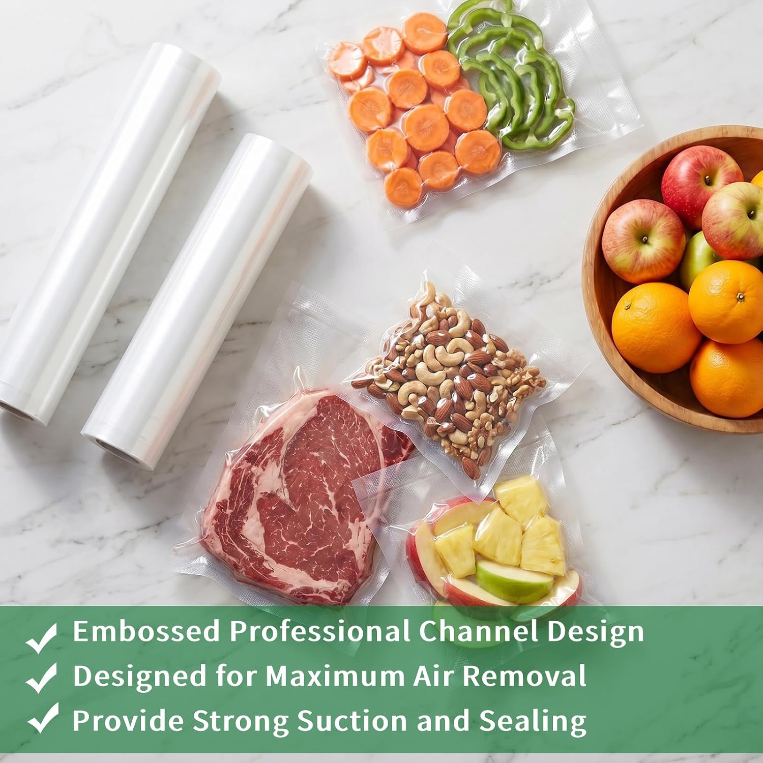 3 Pack Vacuum Sealer Rolls Compatible with Nesco vacuum sealers