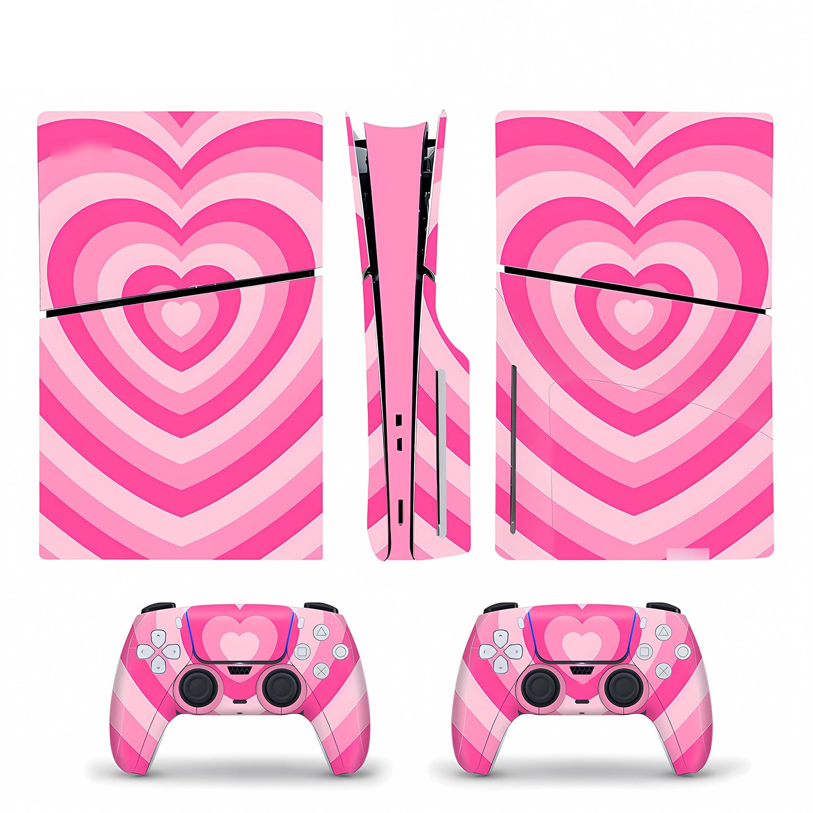 6-in-1 Protective for Disc Edition Version Slim Skin Console Controller Stickers Decal Colorful Pink 5 Station Play Accessories