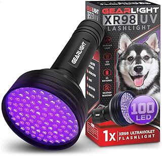 GearLight UV Black Light Flashlight XR98 - Powerful Patented 100 LED Blacklight Flashlights, Pet Stain Detector for Dog Ur...