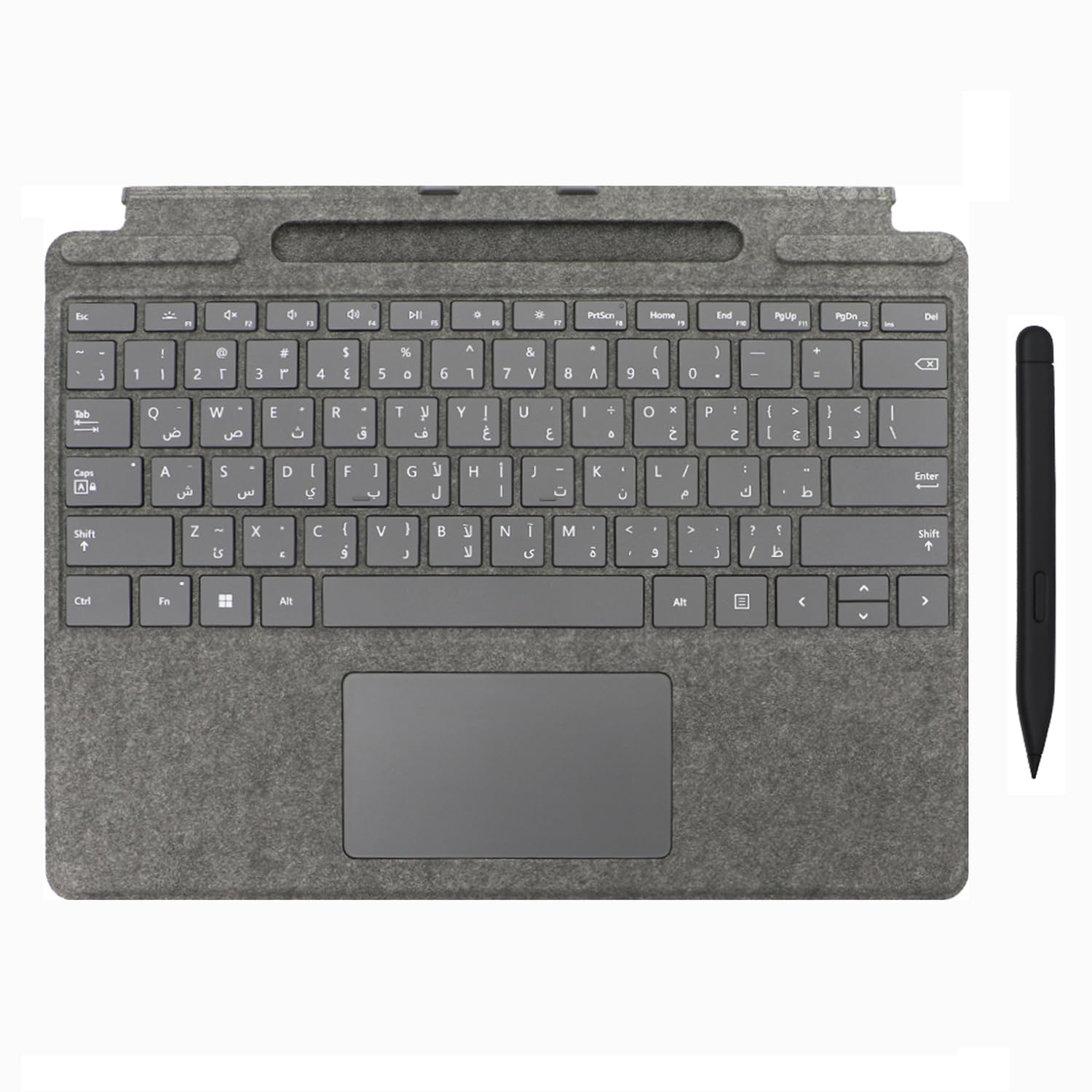 English and Arabic Pro 11 Bilingual Signature Keyboard with Slim Pen 2 Compatible with Microsoft Surface Pro 9 10/11 Signature Keyboard with Fingerprint Reader Slim Pen, Platinum Grey-picture-17