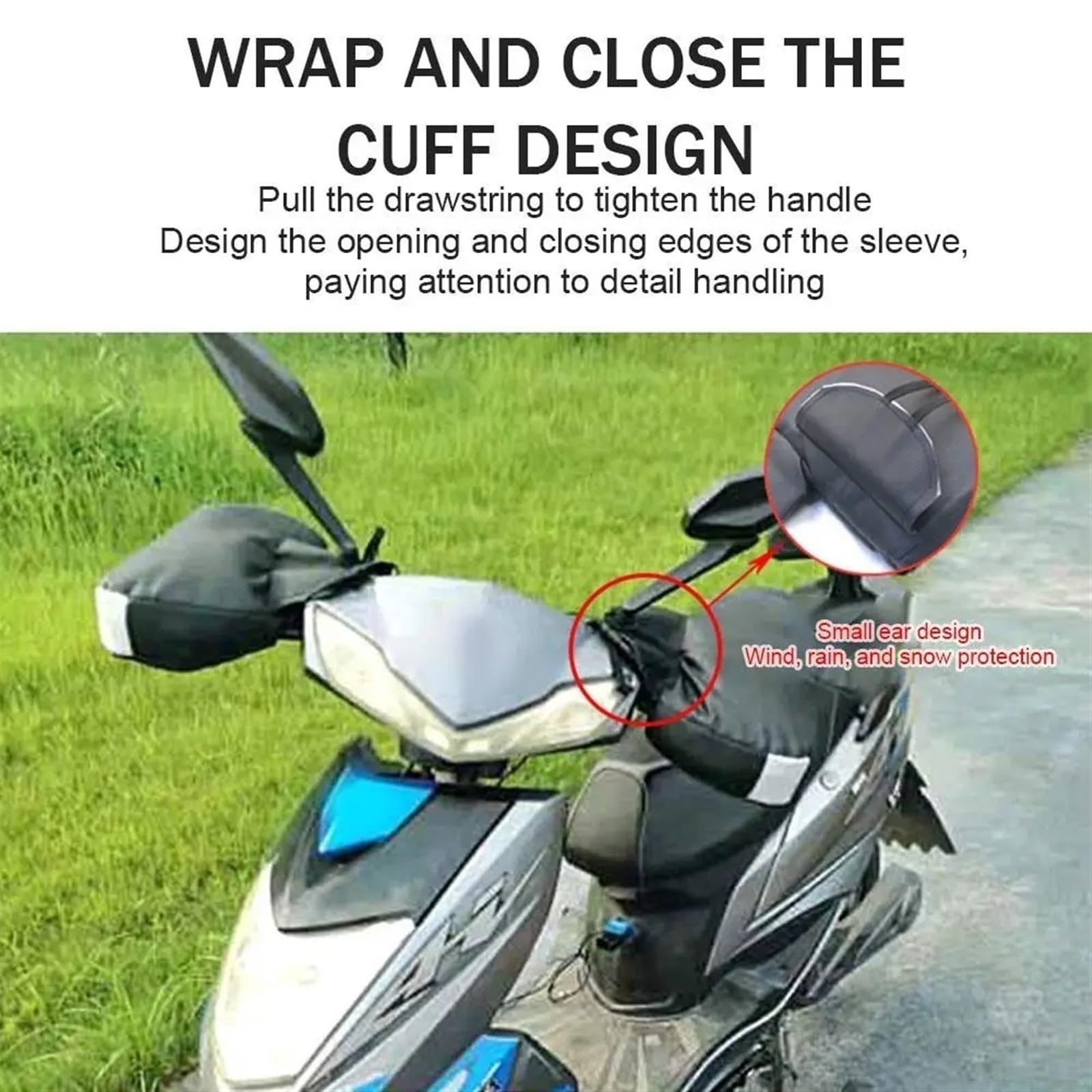 Guanti manubrio scooter Copri manubrio moto Manubrio bici elettrica invernale antivento addensato con striscia riflettente impermeabile calda