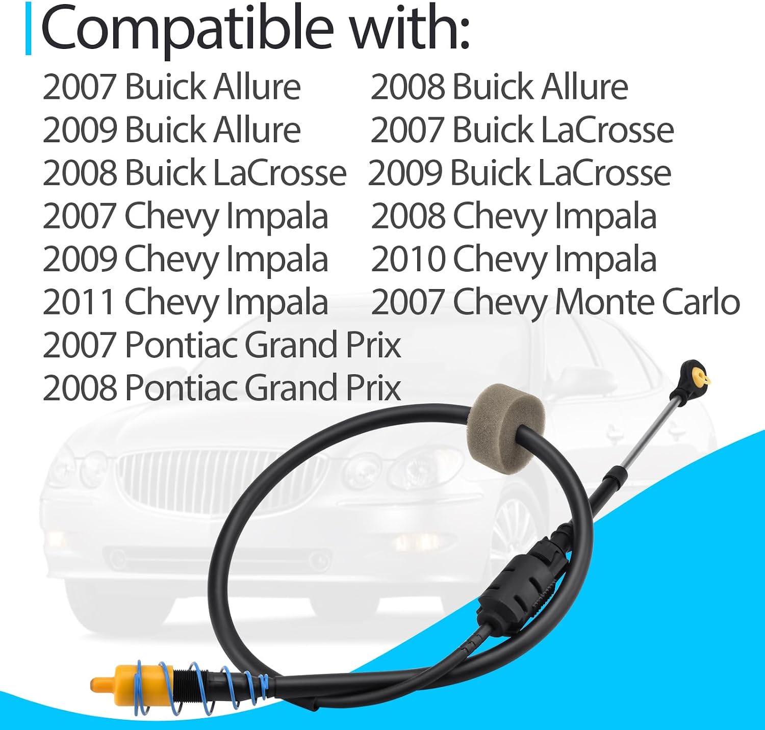 Automatic Transmission Shifter Cable Replace 25940463 Compatible with Buick Allure LaCrosse 2007-2009 / Chevy Impala 2007-2011 / Pontiac Grand Prix 2007-2008, Gearshift Control Lever Selctor Cable