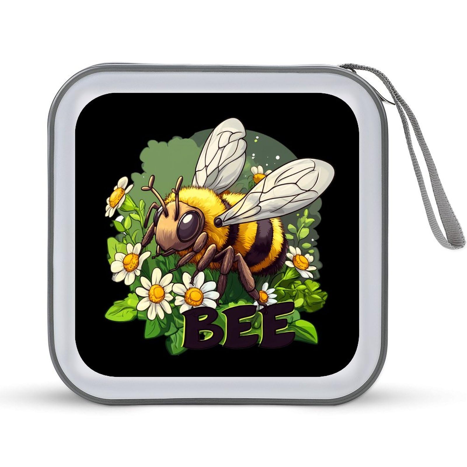 Bee Daisy Flower CD Case Portable DVD Holder Storage Organizer for Home Travel
