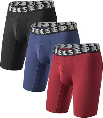 Separatec Long Leg Boxer Briefs No Ride Up Anti-Chafing Underwear 3 Pack | Comfortable Supportive CradleFit Pouch, Moisture Wicking Polyamide Athletic Fit for Big Thighs, Workout and All Day Wear