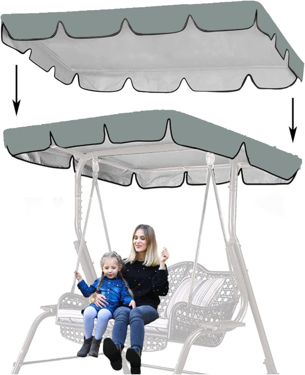 Seat Canopy Swing Top Cover,Replacement Canopy for Garden Swing Seat Waterproof,Swing Top Cover Canopy for Garden Outdoor Furniture Swing Chair (Cover Only)