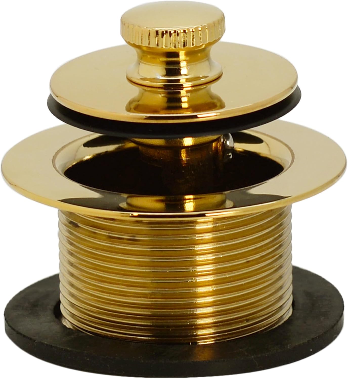 Westbrass A94-01 1-1/2" Course Thread Twist & Close Bathtub Drain Trim Set with One-Hole Overflow Faceplate, Polished Brass