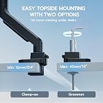 ARES Wing Ultrawide Moniteur pour les écrans courbés de 13"-49" , noir 40 LBS, Support réglable pour bureau avec pince C & Base pour les grommets