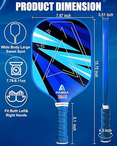 Miniatura 5 de Pickleball Paddles Set of 2, 2025 USAPA Approved Pickleball Set, Fiberglass Pickle Ball Rackets 2 Pack, Lightweight & Durable, Includes 4 Balls & 1