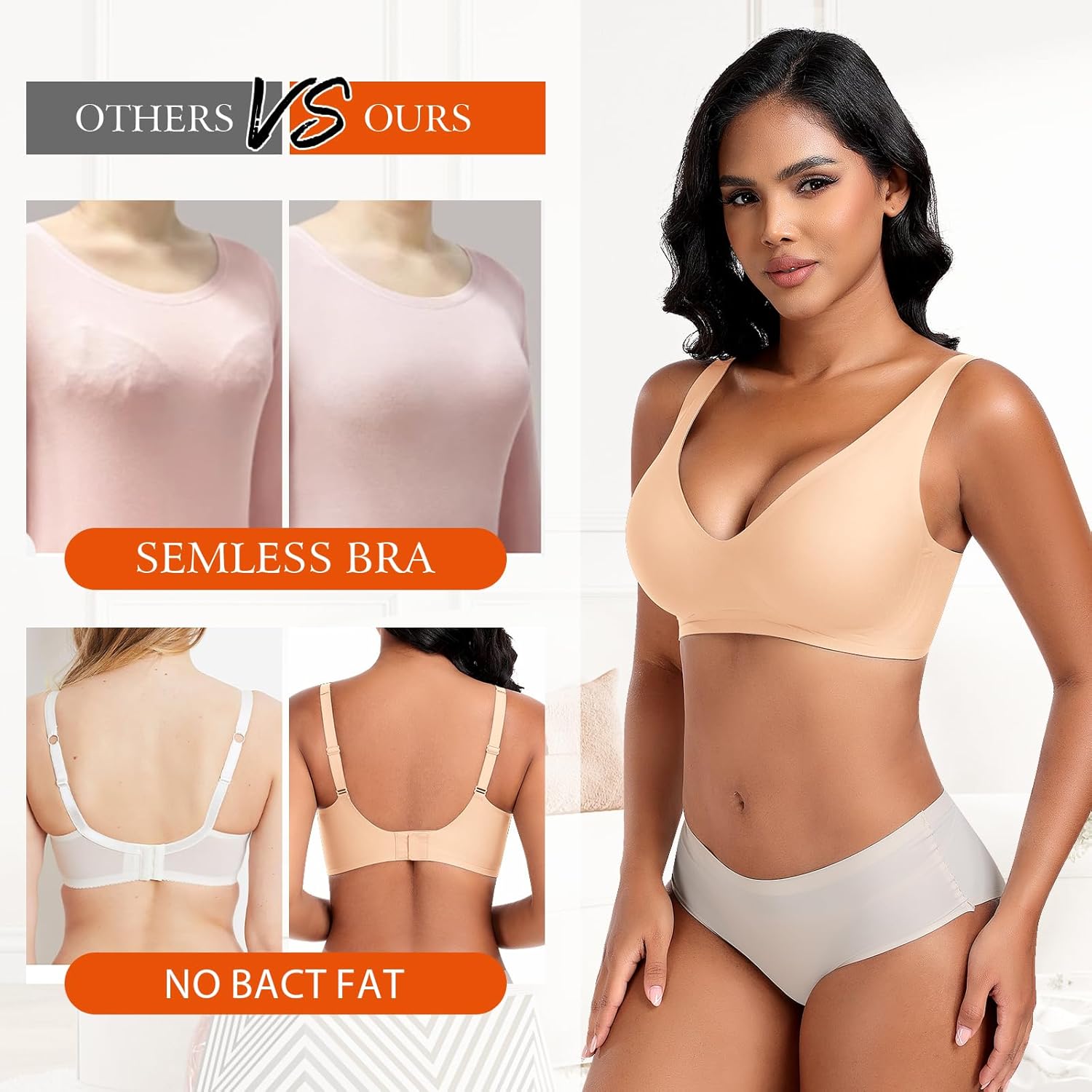 DOCUMO Deep V Bras for Women No Underwire Comfort Wireless Bralettes Adjustable Sleep Seamless Plunge Bra with Bra Extender - Image 4