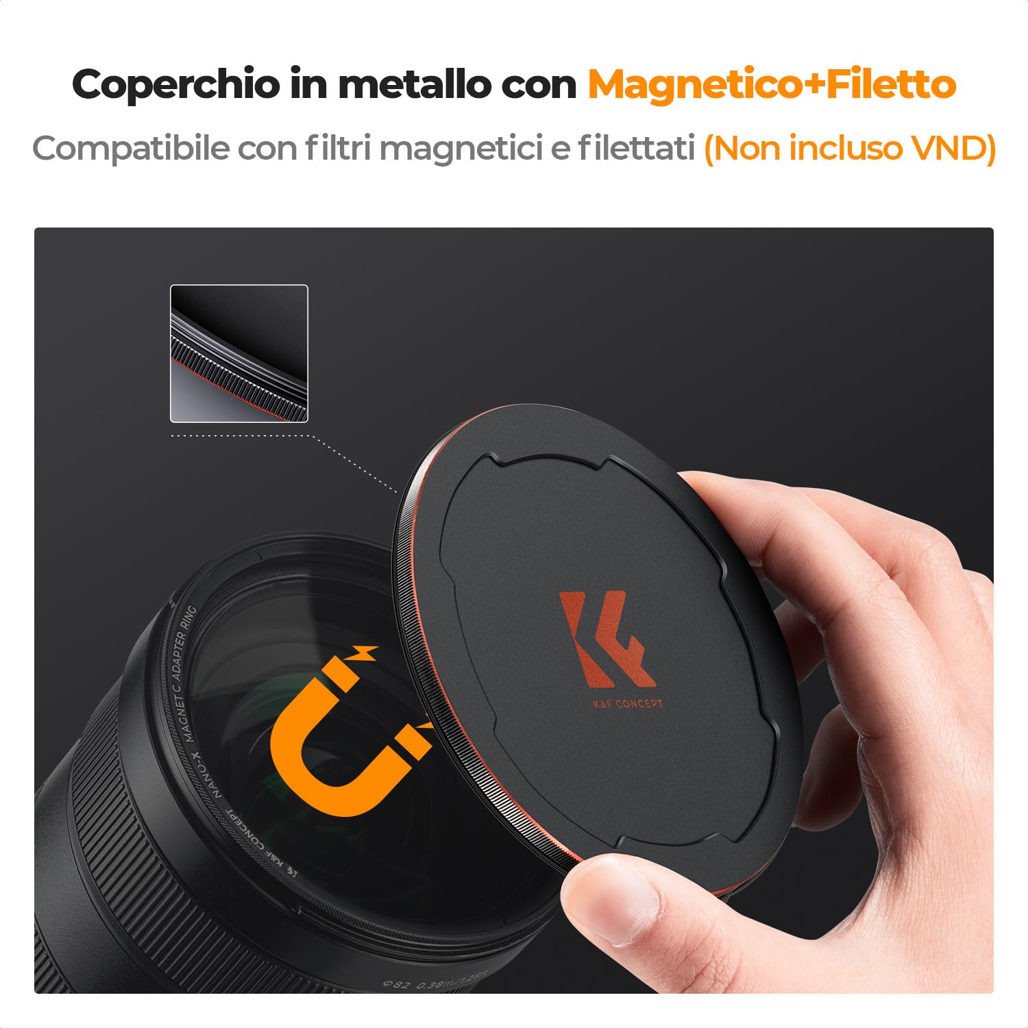 K&F CONCEPT Nano-X Filtro ND1000 (10 stop) per obiettivo da Anelli Adattatori, Tappo Magnetico in Metallo (72mm, magnetica)