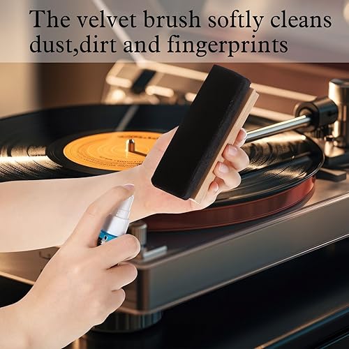 Vista 13 de Kit de limpieza de discos de vinilo de 6 piezas, incluye cepillo de microfibra de nailon, líquido limpiador y caja de almacenamiento, kit de cepillo