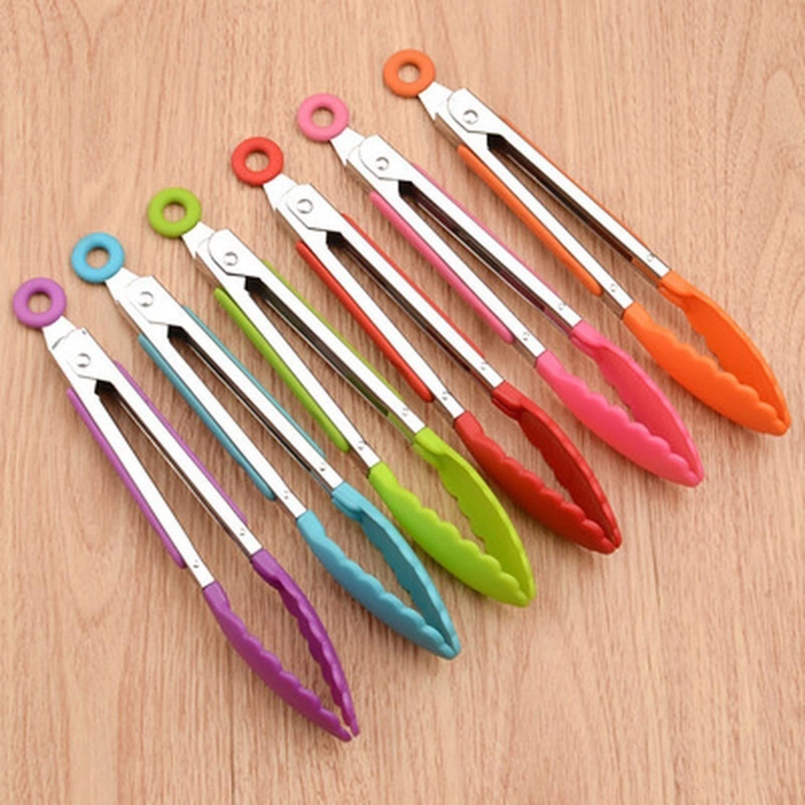 Kochzange, Küchenzange aus Edelstahl, Lebensmittelzange aus Silikon, Lebensmittelqualität, rutschfeste Grillzange, Utensil, Kochklammer (blau)