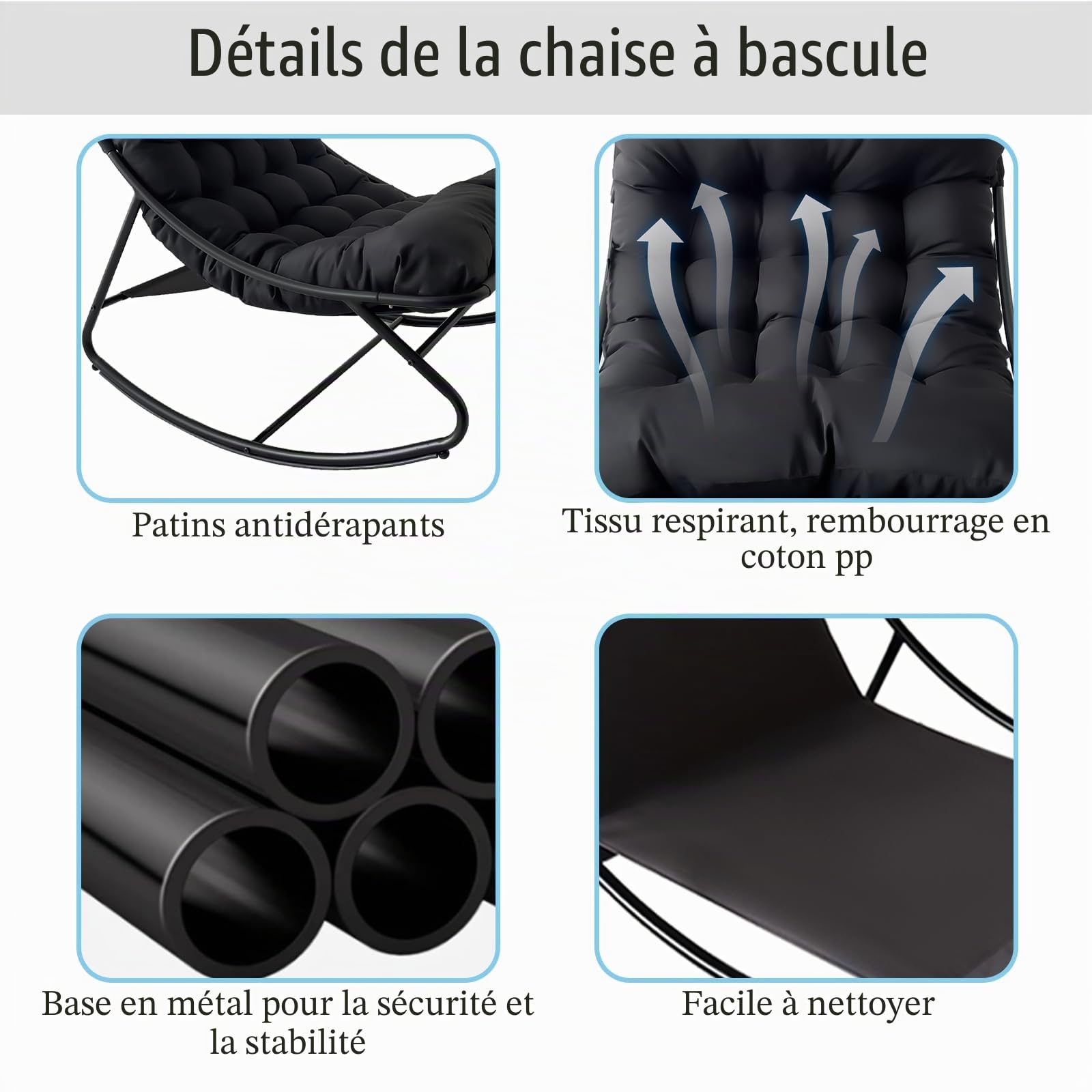 Fauteuil à Bascule Avec Repose-Pieds,Chaise à Bascule D'ExtéRieur, Fauteuil De Lecture,Fauteuil Relax,Avec Coussin Rembourré,Charge Maximale : 150 Kg,Pour L'ExtéRieur,L'IntéRieur,Le Jardin (vert)