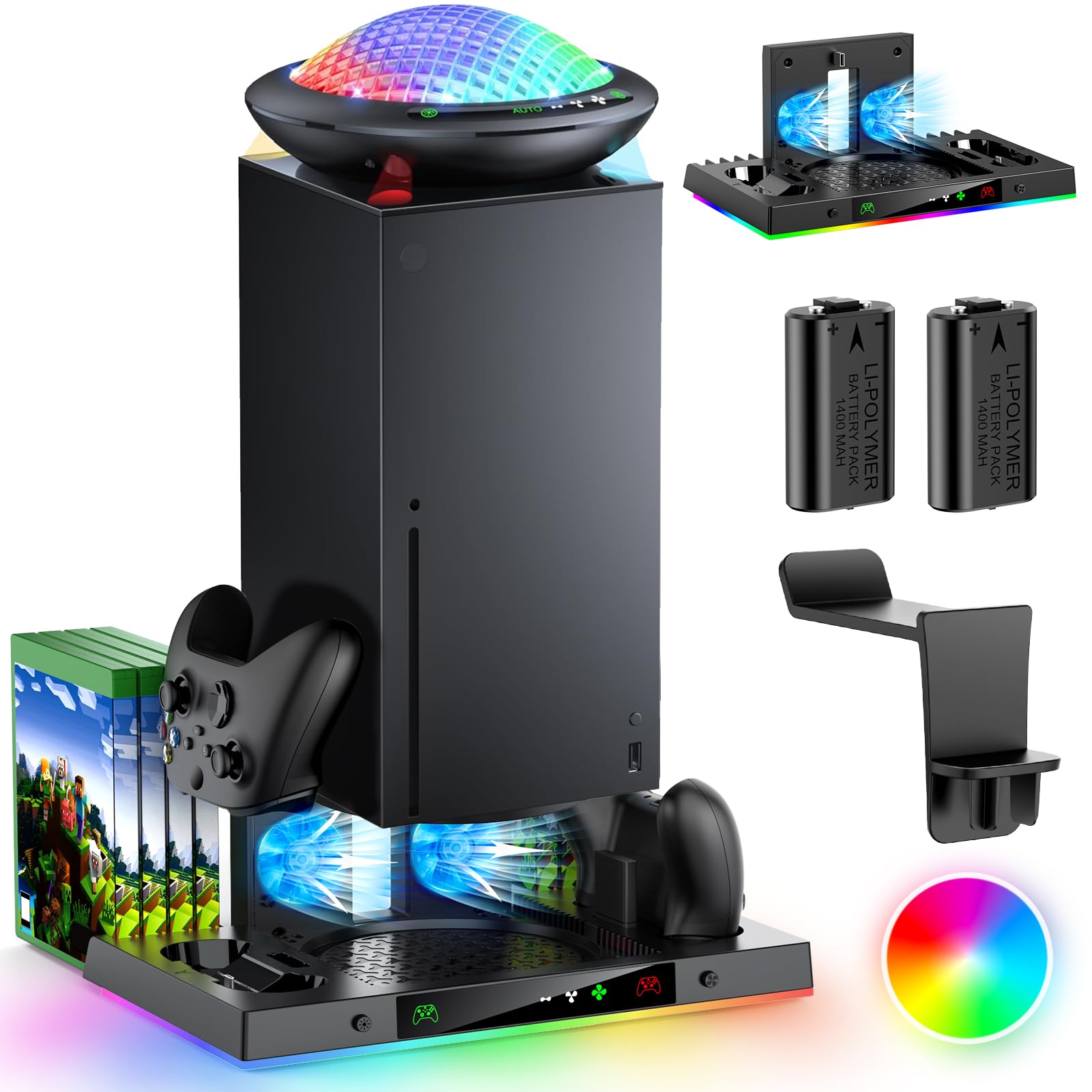 UFO Top Cooling Fan &amp; Dual Charging Cooling Stand for Xbox Series X Console &amp; Controller