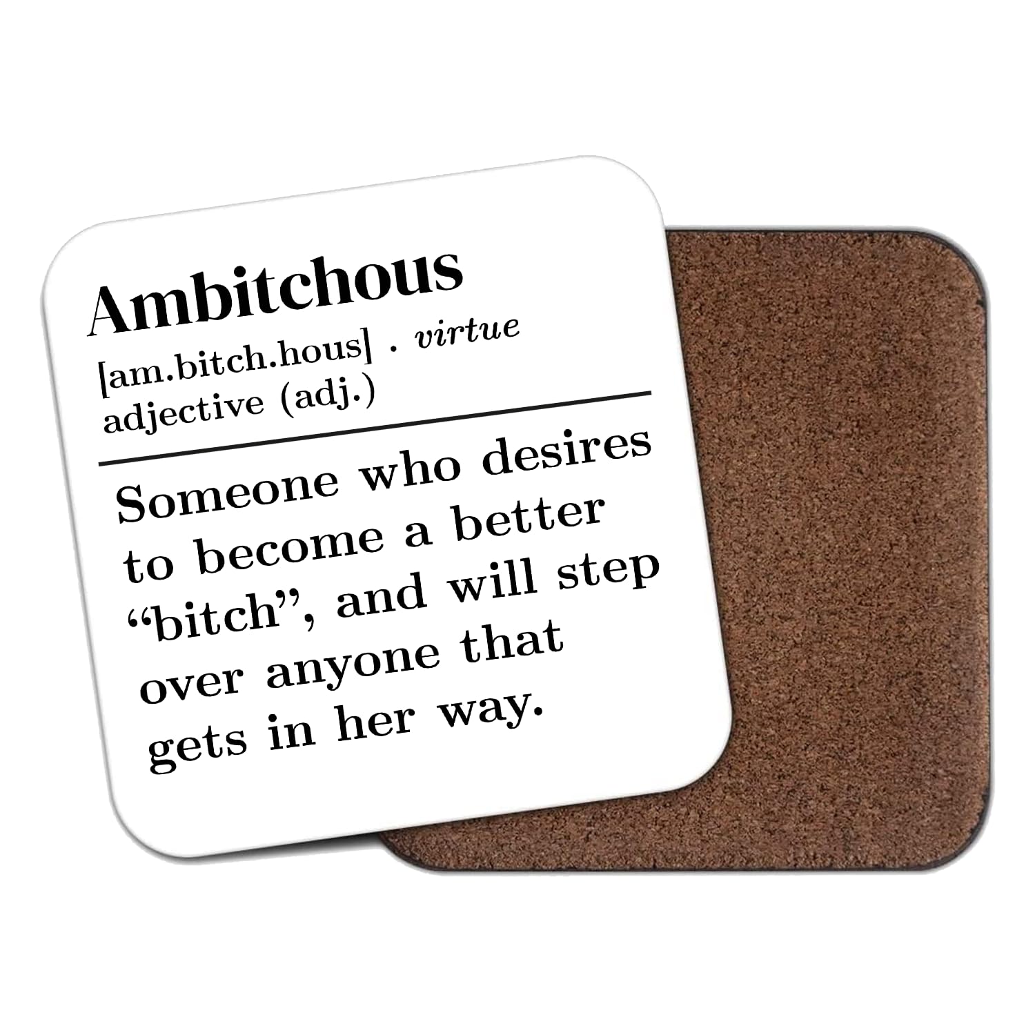SMARTYPANTS - Ambitchous Dictionary Definition Coaster Mug Cup Coaster - Novelty Yorkshire Accent Words Funny Be Reight Chuffed Nora Ey Up! Duck Mardy Bum Flippn' ECK Home Kitchen Gift Present
