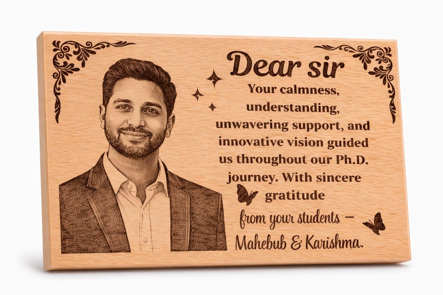 Custom Wooden Photo Engraved Frame Inch | Personalised Laser Engraved Photo Plaque | Unique Gift for Teacher, Mentor, Boss, Anniversary, Birthday, Farewell Gift (4x6)-image-26