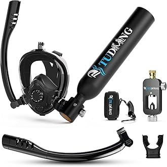 TUDIVING-0.5L Scuba Tank | Portable Lung Tank with Air Compressor | Max 3000 PSI | Support 6-10 Minutes Breath | Diving Tank for Underwater Work