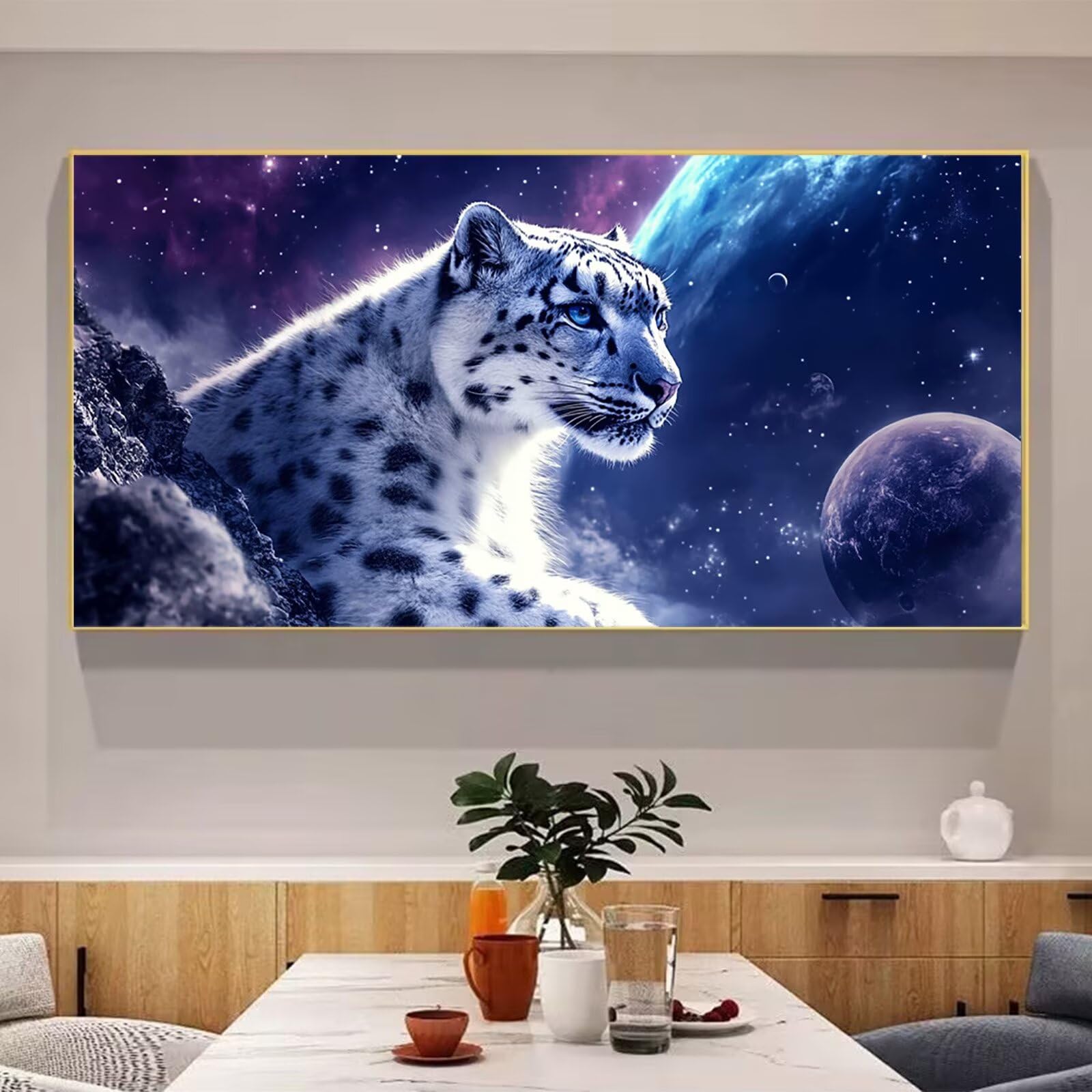 Diamond Painting Planet, Leopard Diamond Painting Erwachsene, Vollbohrer Diamanten Paint by Numbers, Kreatives für Erwachsene Mosaik Bastelset für Home Wand Deko, Geschenke für Frauen 60x120cm,Cod-950