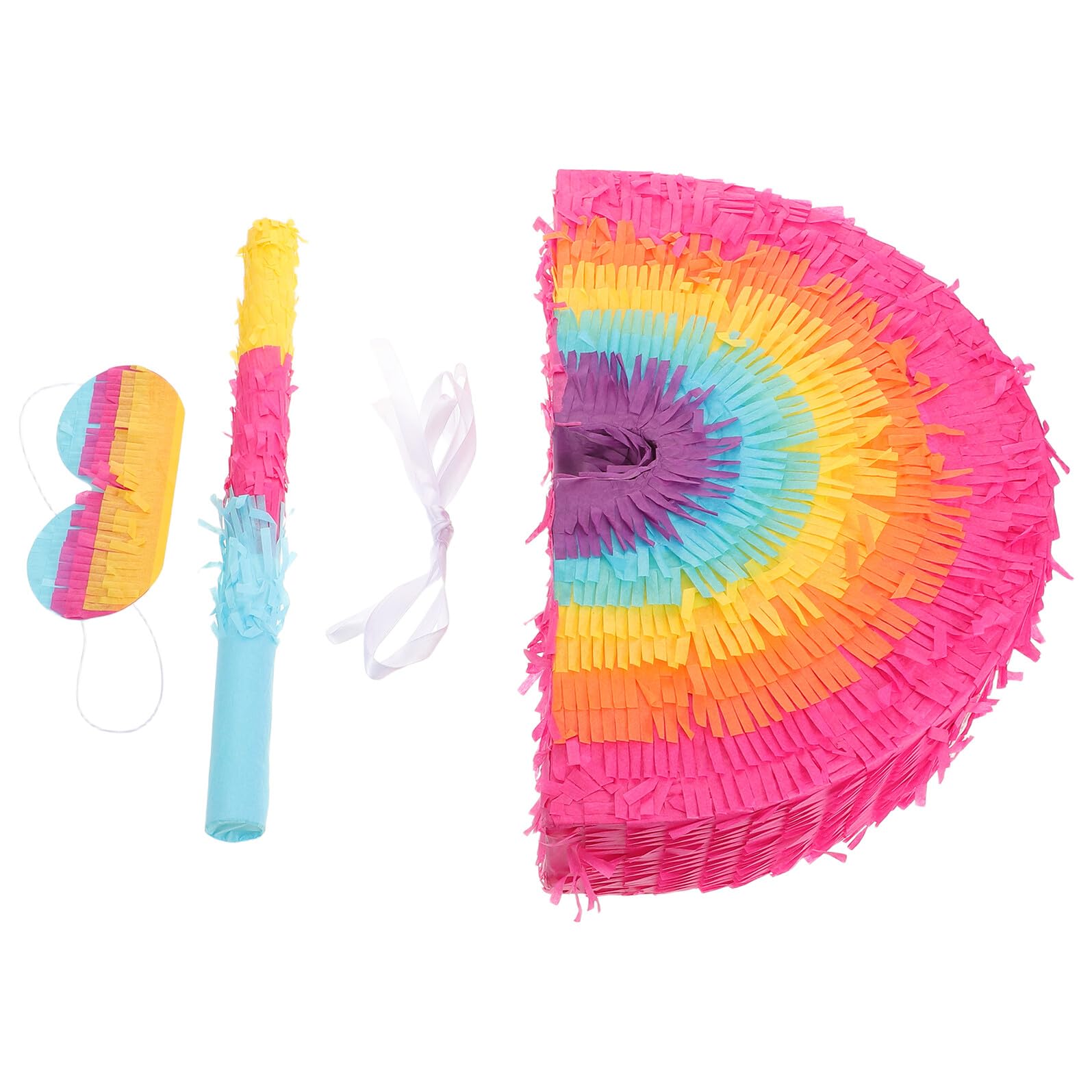 Regenbogen Piñata Mexikanischer Karnevalszubehör für Feiern mit Augenbinde Bunt als Partydeko und Spiel für Geburtstage und Festivals