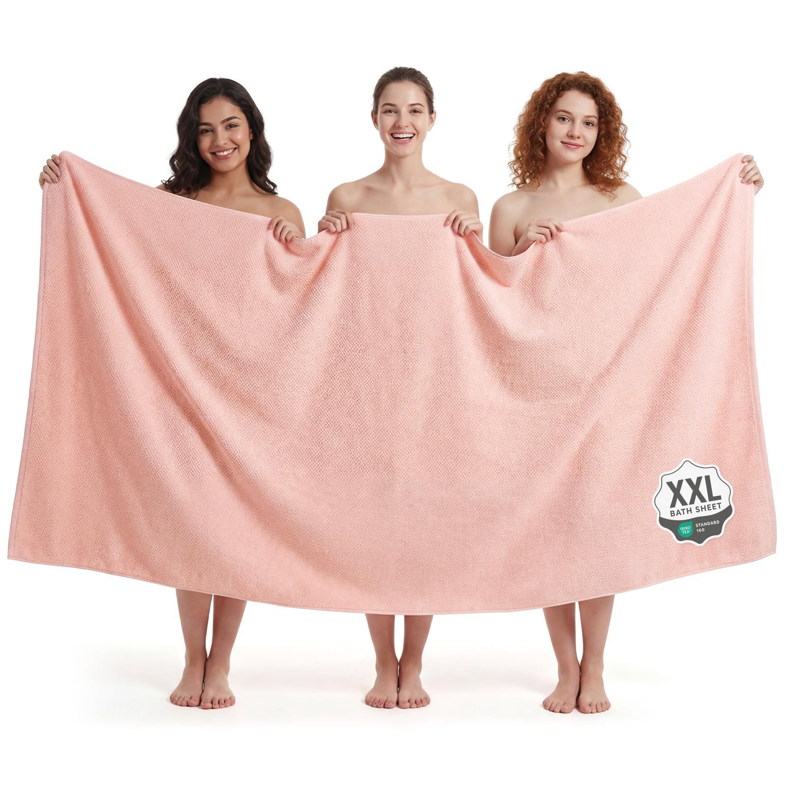 REDKISS 1er-Pack Badetuch Groß 100 x 200 cm - XXL Microfaser Badehandtuch für Badezimmer, 300 g/m², Extra Groß und Leicht, Weich und Saugfähig, Ideal zum Einwickeln-Rosa