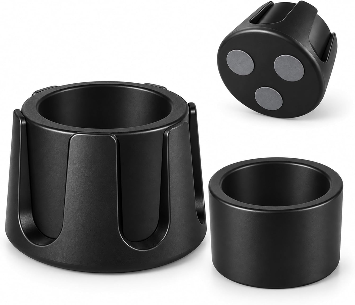 Anti-Spill Cup Holder for Desk, Universal Table Coaster with 6-Prong Design, Fit 2.48"-3.54" Mugs & Cans, Adhesive Base Drink Holder for Office RV Boat Couch, Black Plastic