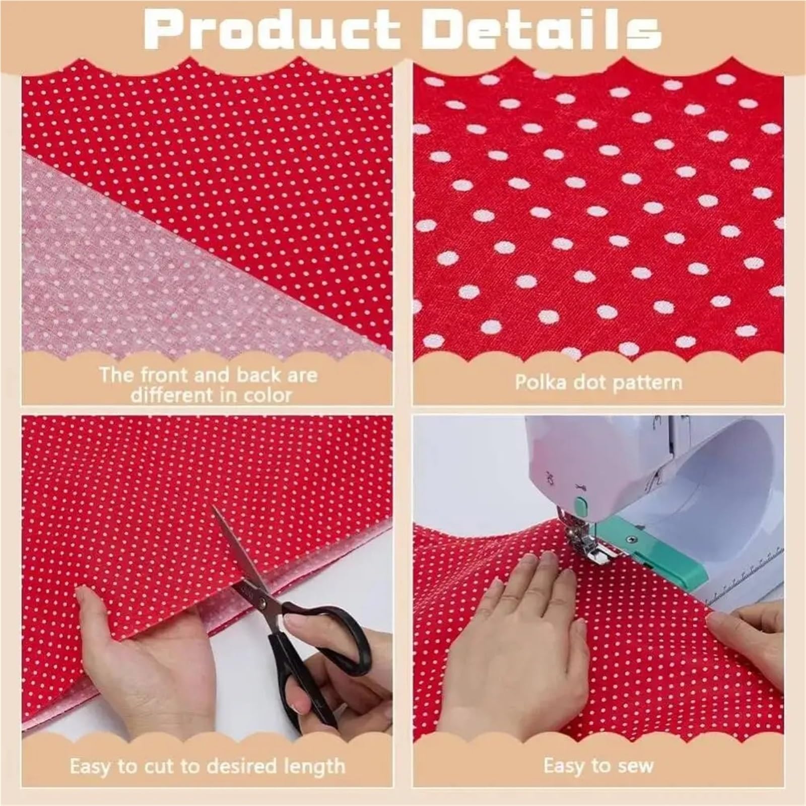 Tela de lunares Paquetes de acolchado cuartos gordos Mini lunares rojos, tela retales algodón 40x62 pulgadas, costura for manualidades hechas a mano