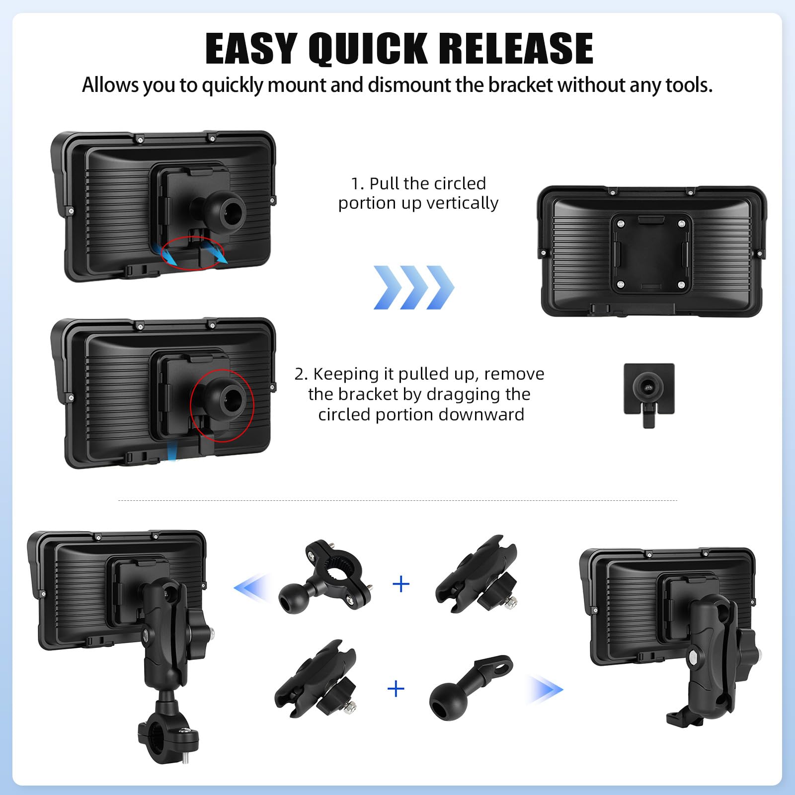 SIXTOP Écran Tactile sans Fil CarPlay et Android Auto pour Moto, 5" Écran Tactile, IP68 Étanche, Écran Portable pour Moto avec Réglage de la Luminosité, Détection de la Pression des pneus