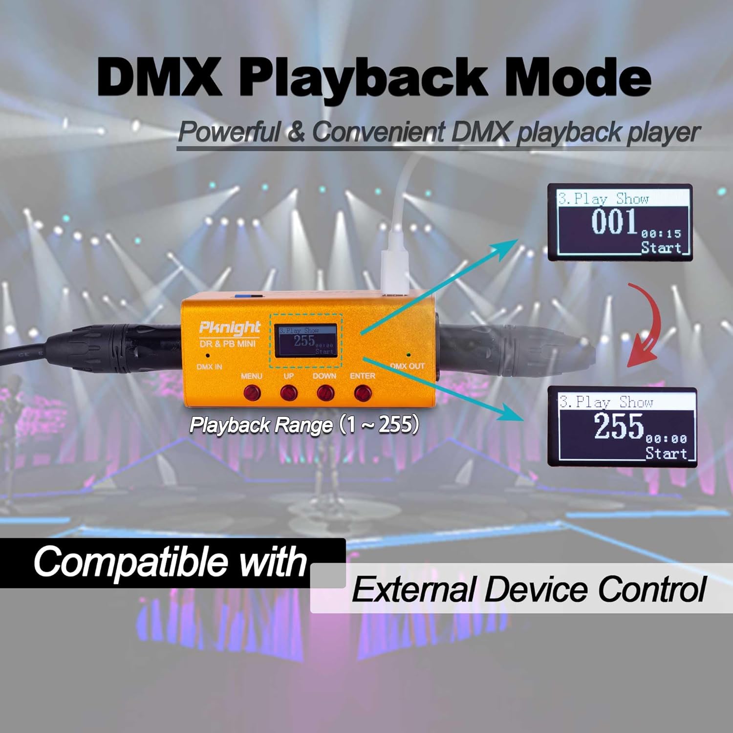 Pknight DR 및 PB MINI의 DMX 재생 모드