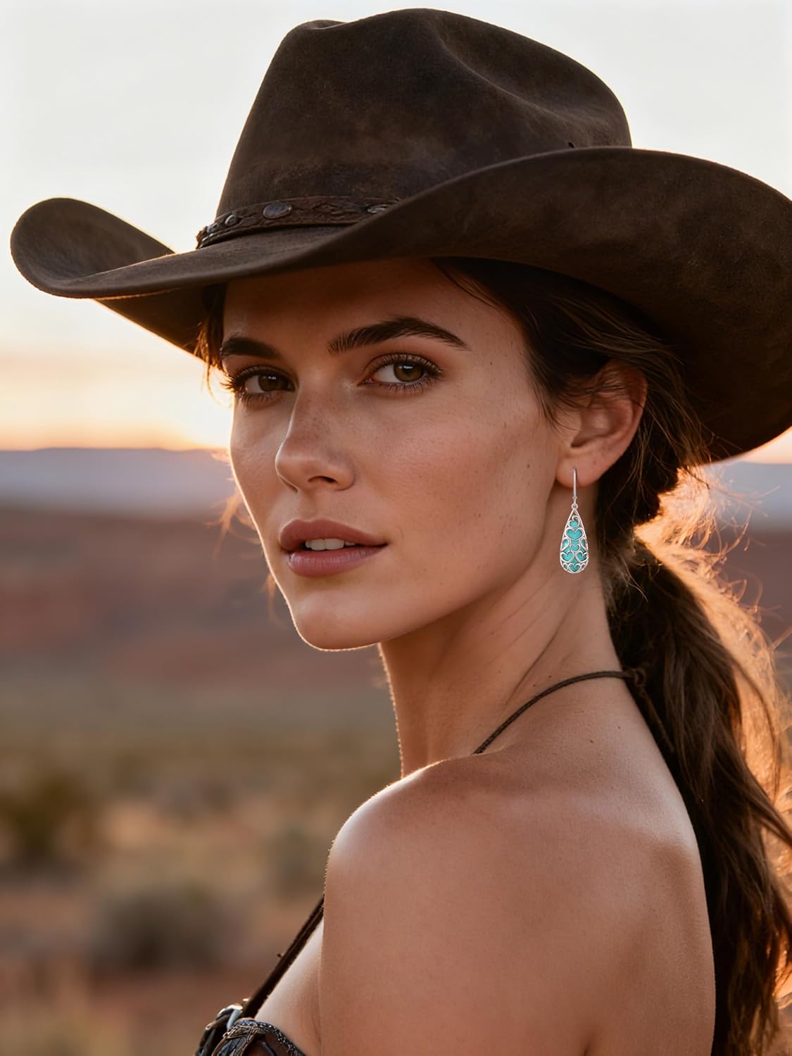 Turquoise Earrings for Women Western Jewelry for Women 925 Sterling Silver Earrings Turquoise Drop Earrings Boho Vintage Earrings - Image 3