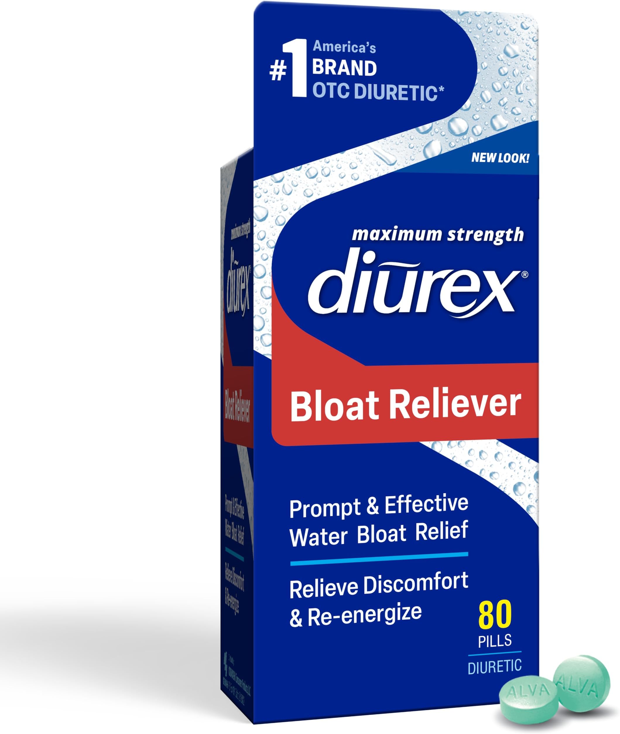 Ultra Re-Energizing Water Pills - Relieve Water Bloat - Feel Better & Less Heavy - 80 Count