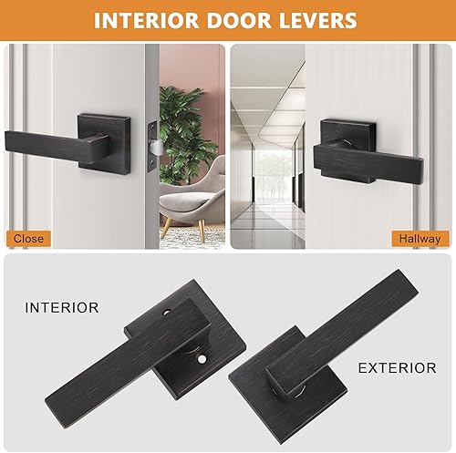 Miniatura 4 de Probrico - Palancas para puerta de pasaje con roseta cuadrada.