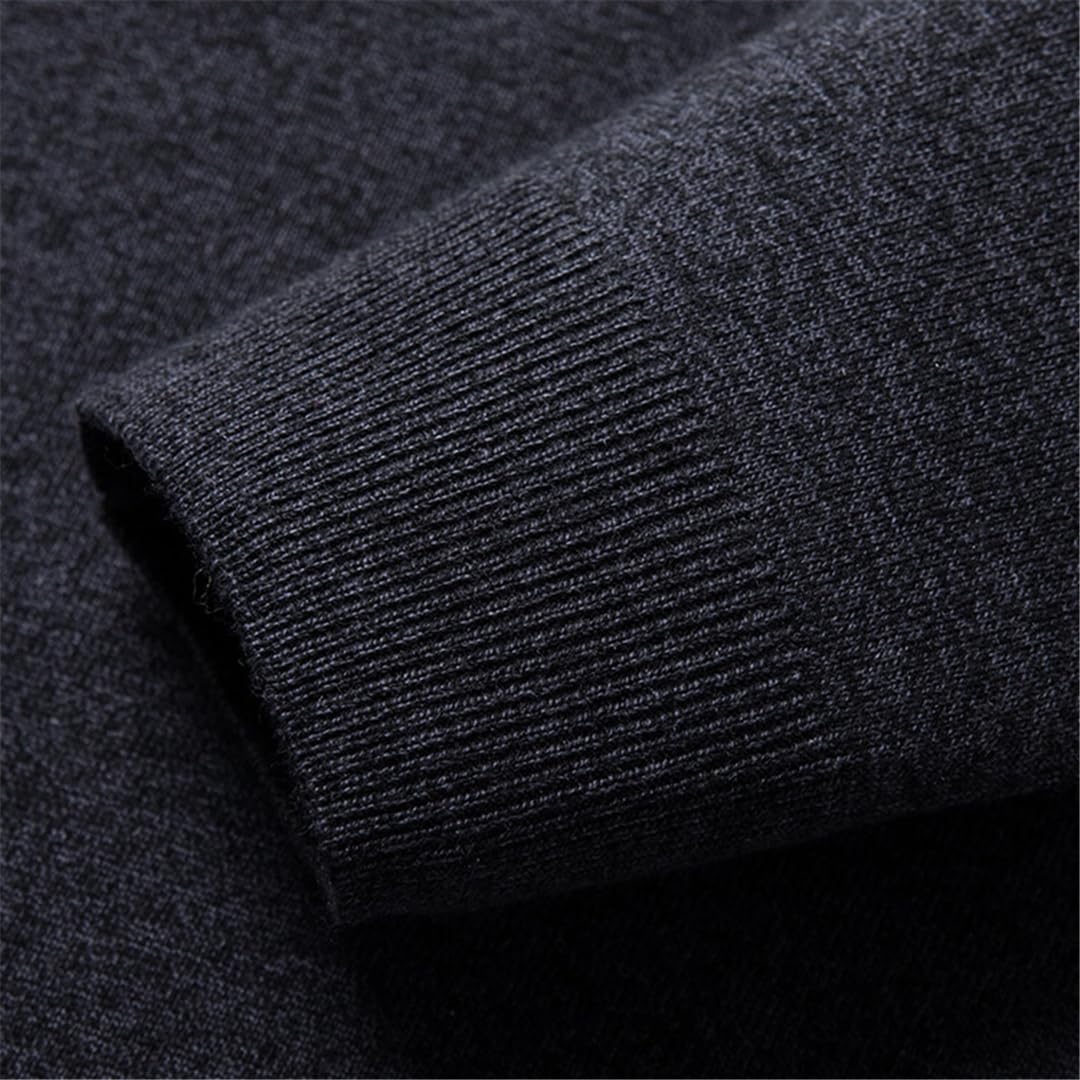 Dndrdhfb Polo da Uomo in Maglia di Lana A Maniche Lunghe con Bottoni Bavero Slim Business Casual Pullover Polo Top