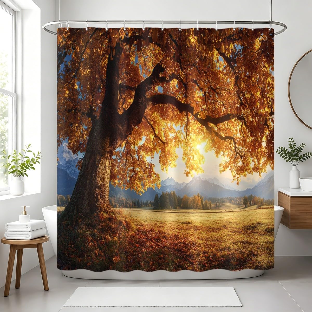 Paesaggio Tenda da Doccia 240x200 cm Poliestere Antimuffa e Lavabile
