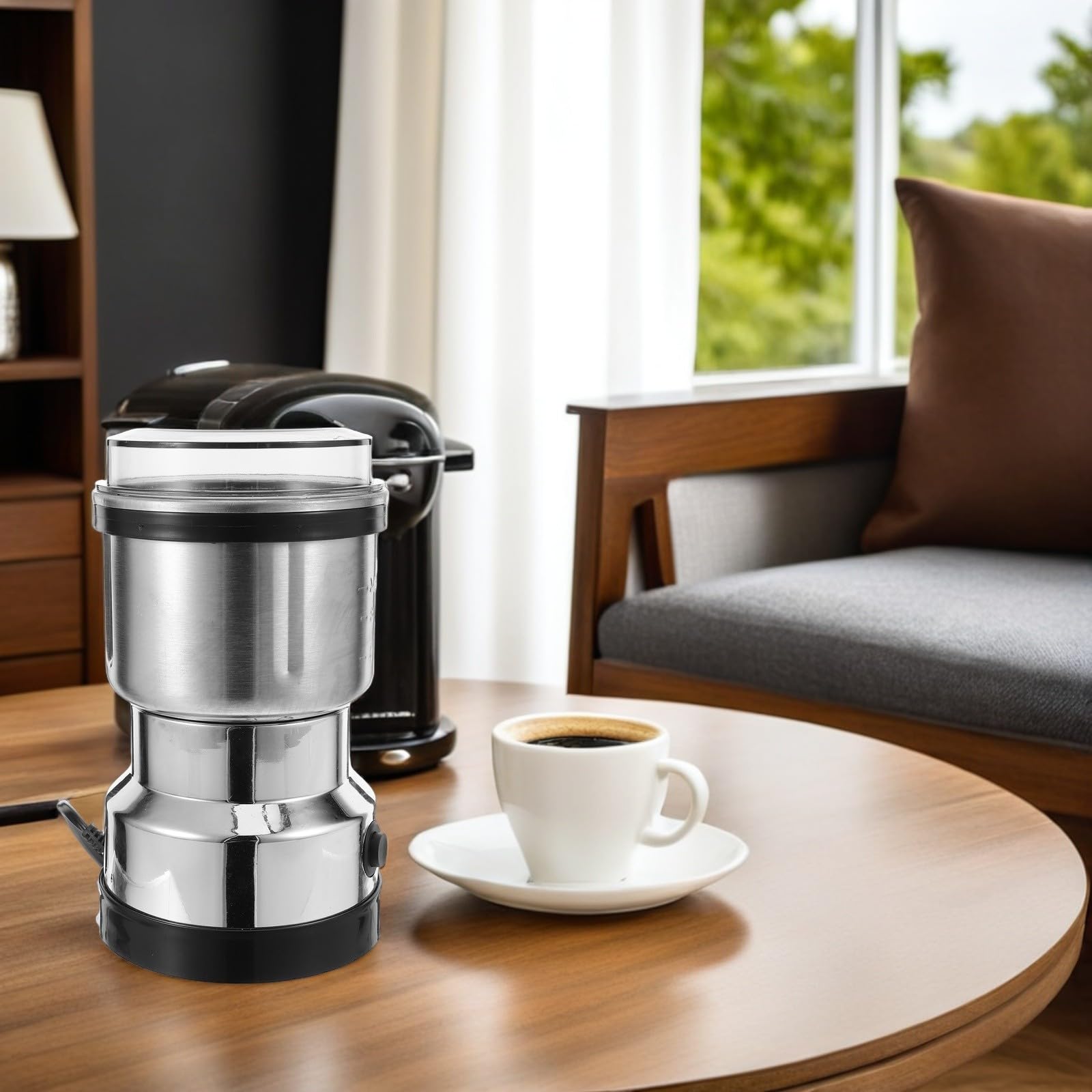 Beaupretty Molinillo de Granos para Cocina Motor Potente y 6 Cuchillas de Acero Inoxidable, Capacidad de 500 Ml, Fácil de Limpiar, Adecuado para Encimera y Viaje