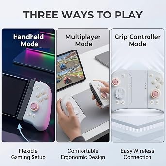 PLAYVEX Wireless Controller Compatible with Switch 2 Switch OLED and Switch Lite Includes Magnetic Charging Adapters Hall Effect Joysticks RGB Turbo Motion Control Grip Stand