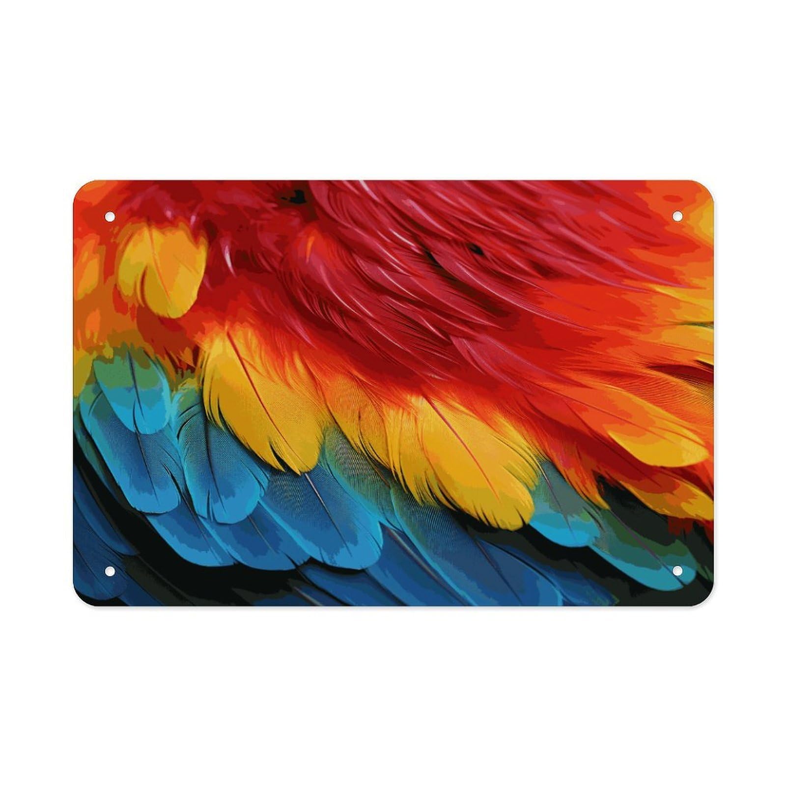 Fodpand Style Fantastic Parrot Feather Wall Art Metal Signs Tin Sign
