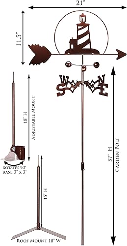 Miniatura 3 de SWEN Products Veleta náutica Faro (Estaca de jardín incluida)