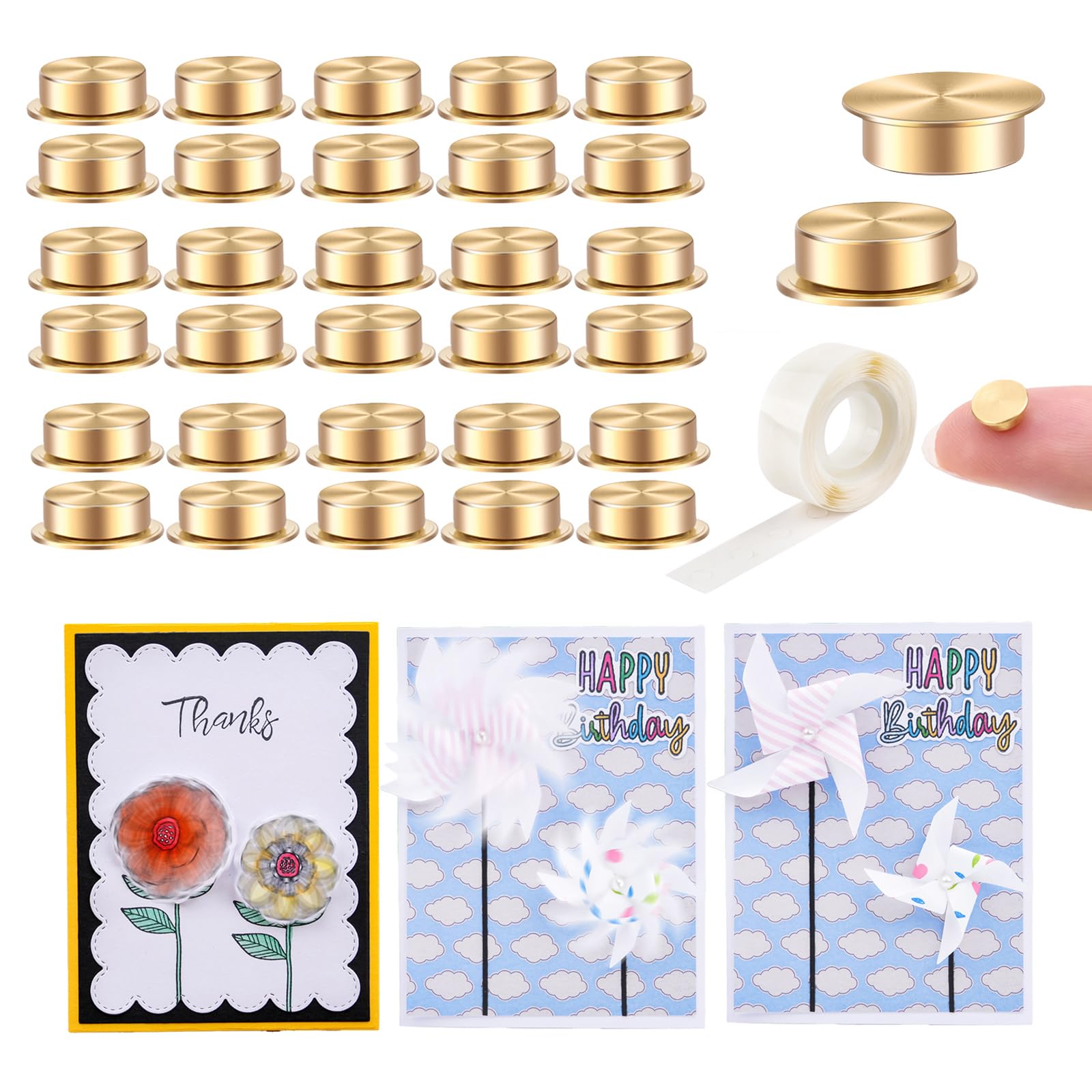 30Pcs Mini Metal Rotating Bearings for DIY Handmade Crafts Paper Cards Scrapbooking DIY Greeting Cards 360°Rotation Smooth Spin Mechanism Spinner for Jewelry Making Nail Decoration