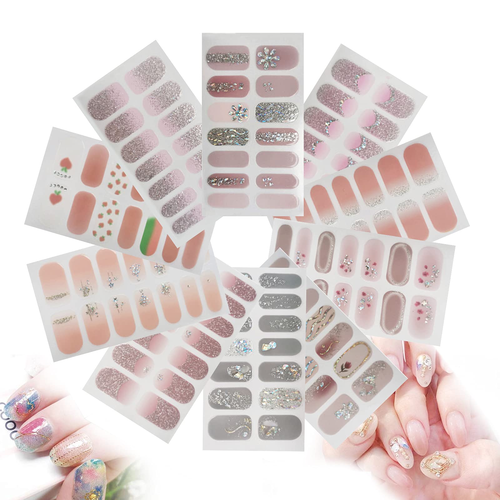 Nagelfolie Selbstklebend 10 Blatt Nagellack Folie, Nagelfolie für Fußnägel,Nagel Folie, Nagelfolien Selbstklebend Set, Nagel Folien Selbstklebend Schöne Mode DIY Dekoration