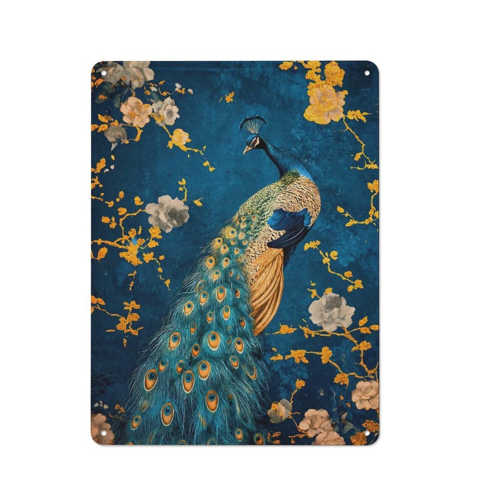Junmoney Abstract Peacock Kintsugi Industrial-Style Tin Sign 40X30cm For Garage Or Workshop, For Garage, Workshop And Man Cave Decoration