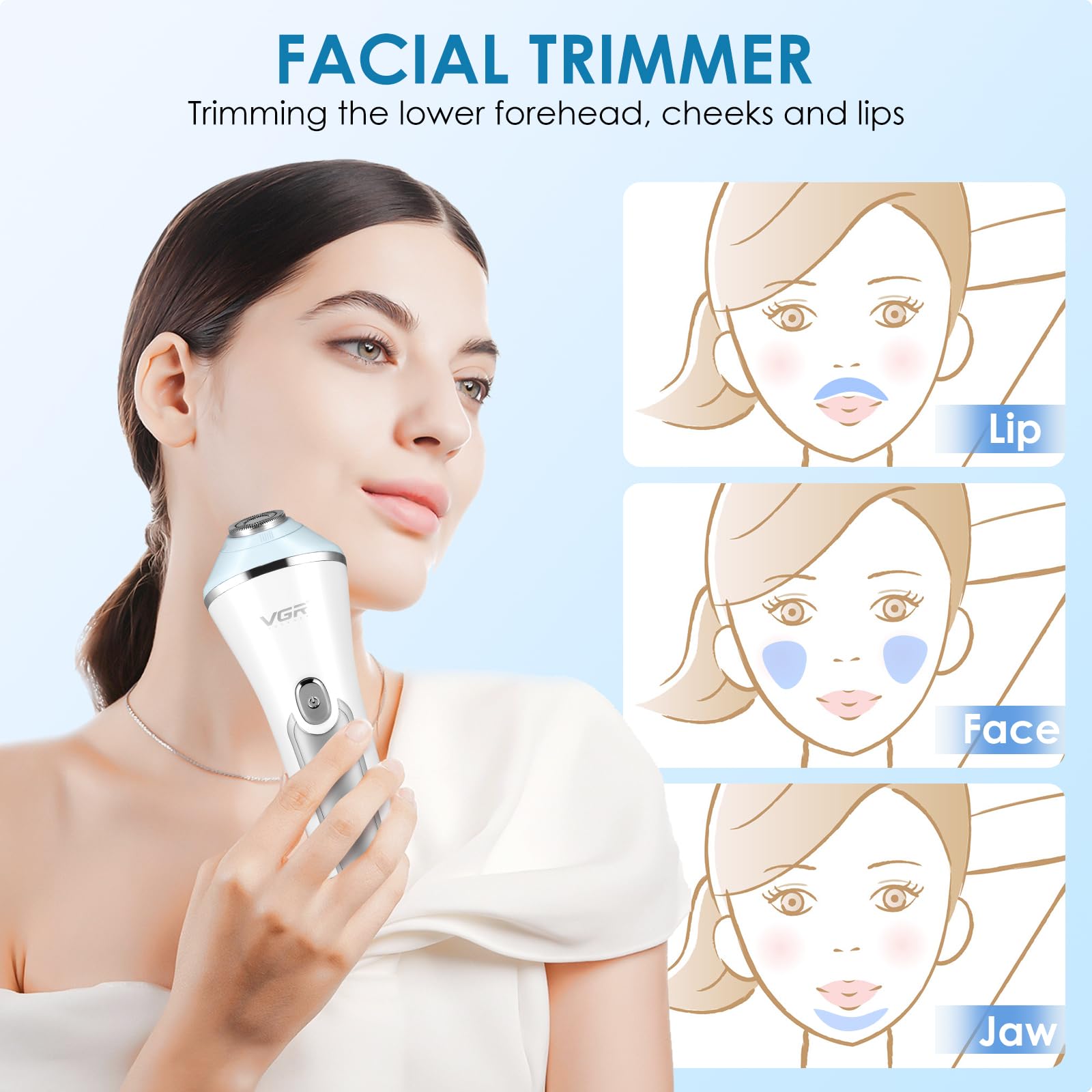 Damen Rasier und Gesichtsepilierer, 6-in-1 Epilierer Haarentfernung für Frauen Kabelloser, Wiederaufladbares, Nass- und Trocken-Gesichtsepilierer mit Peelingbürste, Reinigungsbürste, Massagekopf