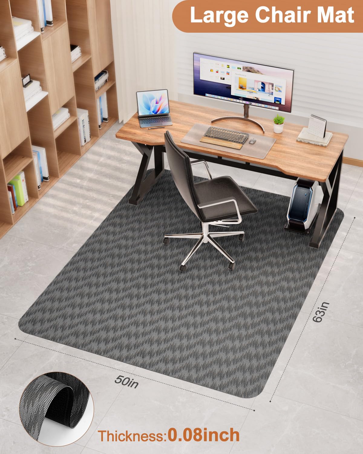 Blvornl Large Office Chair Mat For Hardwood Floor, Rolling - View #5